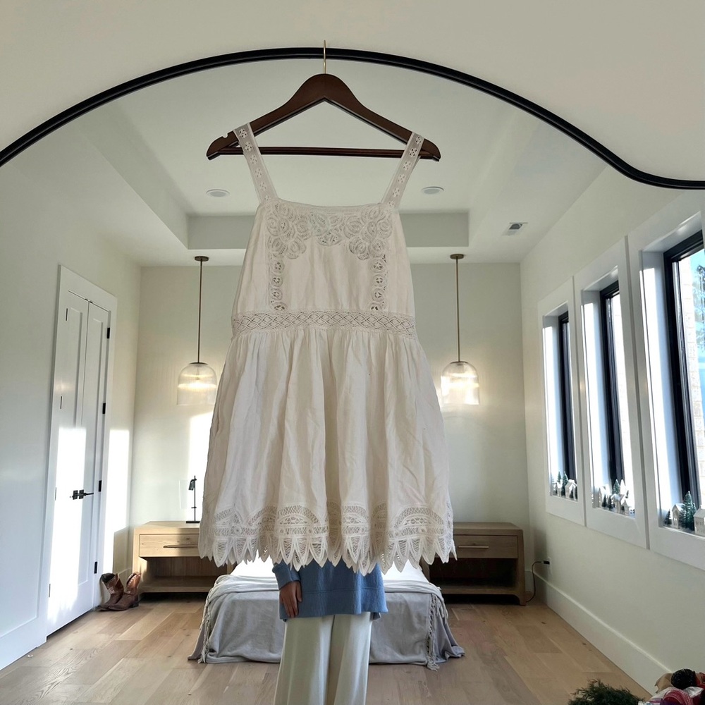 LoveShackFancy Tariah Pinafore Dress ( white )